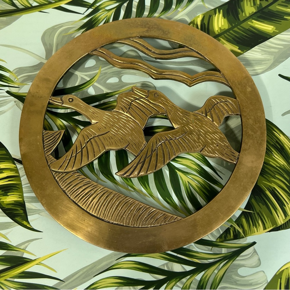 Penco Vintage Flying Geese Brass Trivet Mid Century Wall Art